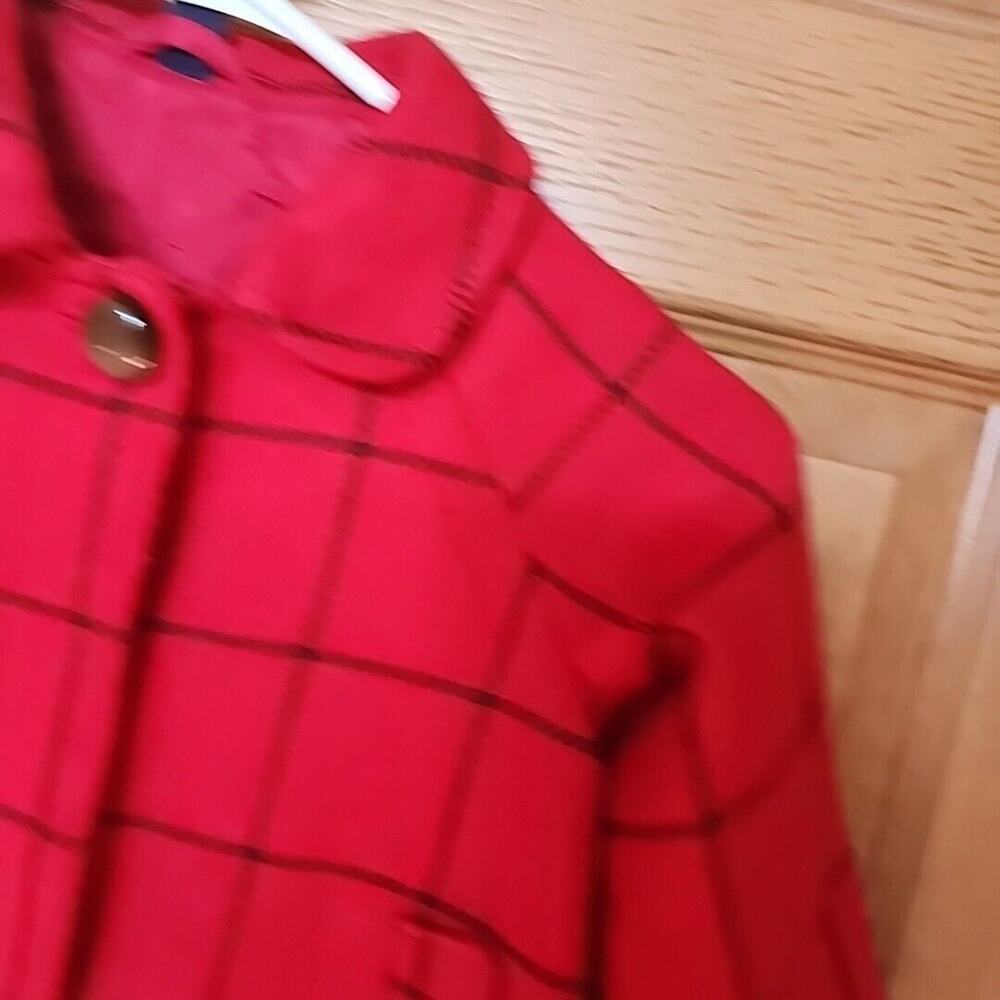 Baby Gap Red Windowpane Plaid Wool Blend Swing Coat Cape Toddler Size 4 Years - Picture 3 of 10